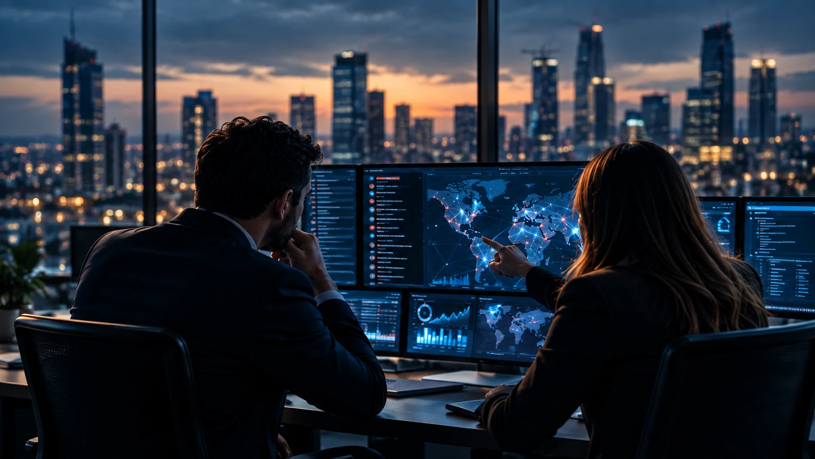 Profesionales analizando riesgos de ciberseguridad